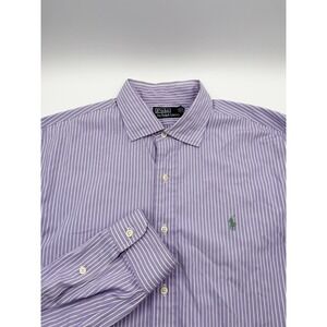 Ralph Lauren Shirt Mens XL Purple White Stripe Casual Button Down Pony Logo